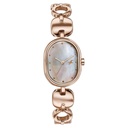 Fastrack Style Up Quartz Analog Mother Of Pearl Dial Rose Gold Metal Strap Watch For Girls