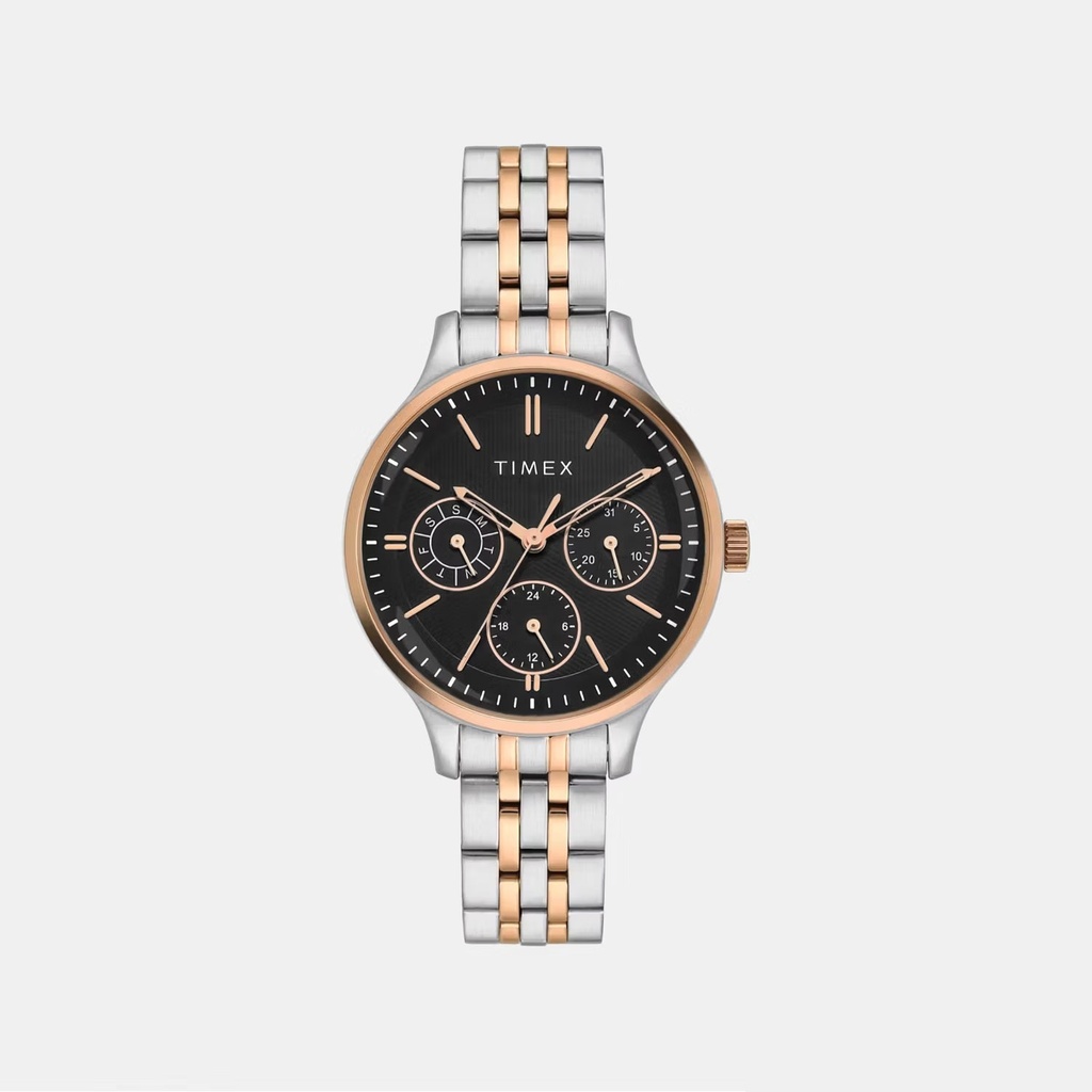 Timex Trendline Women Quartz Black Dial Multi-Function Stainless Steel Watch TWEL14837