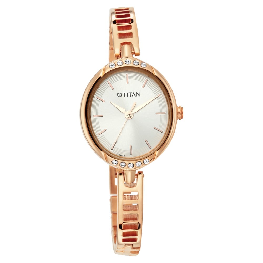[2637wm01] Titan Quartz Analog Silver Dial Metal Strap Watch for Women