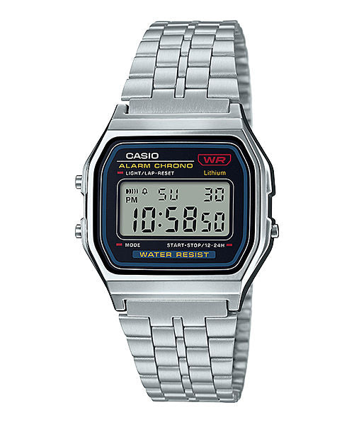 Casio Vintage Unisex Quartz Black Dial Digital Stainless Steel Watch D338