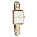 Sonata Aura Quartz Analog White Mother of Pearl Dial Golden Stainless Steel Strap Watch For Women