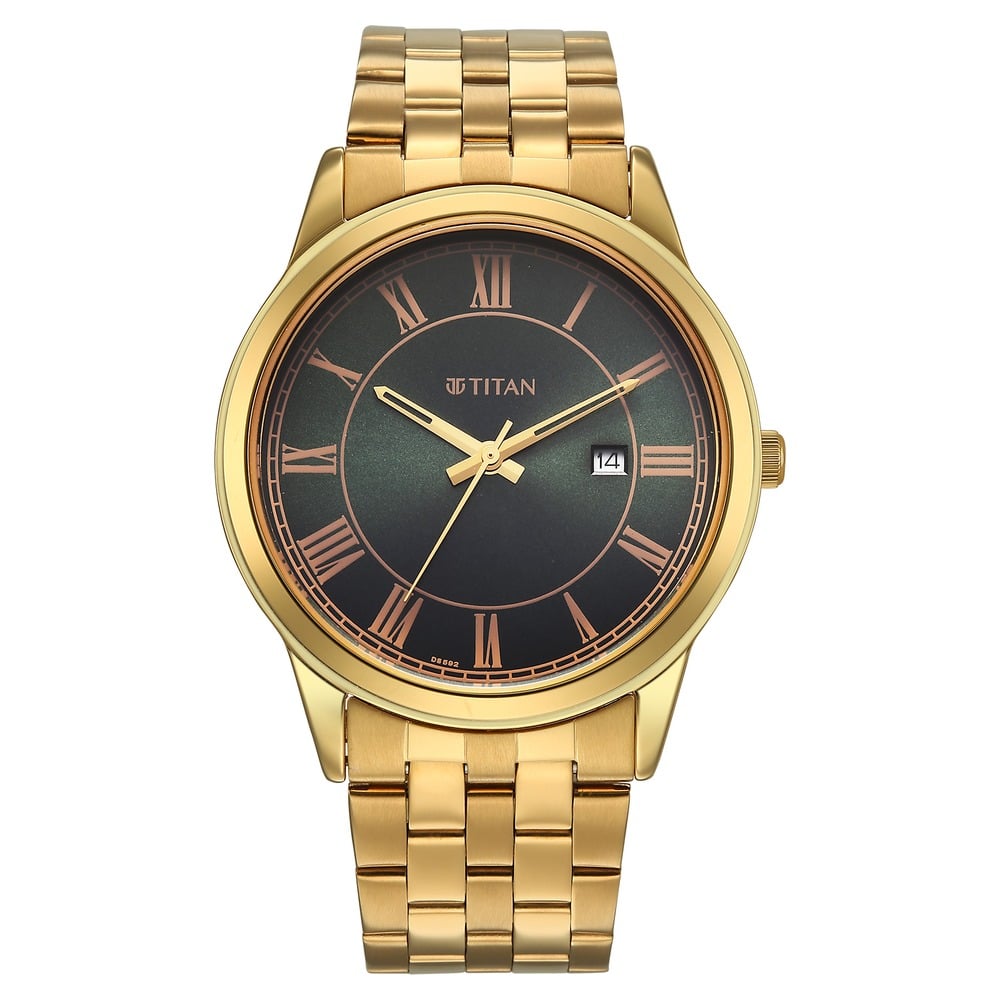 [10060ym01] Titan Karishma Festive Analog with Light Gold Dial Yellow Gold Stainless Steel Strap Watch for Men