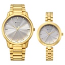 Titan Bandhan Eternal Pair Analog with Silver Dial Yellow Gold Stainless Steel Strap Watch for Couples