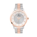Logues Quartz Analogue Silver Dial Rose Two Tone Metal Strap Watch For Men