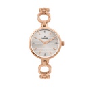 Logues Quartz Analogue Silver Dial Rose Metal Strap Watch For Women