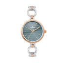Logues Quartz Analogue Blue Dial Rose Two Tone Metal Strap Watch For Women