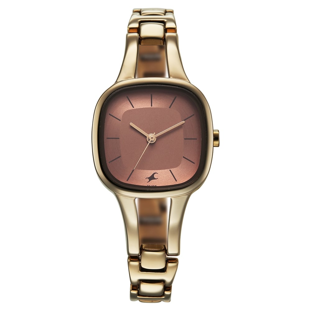 Fastrack Chrome K Quartz Analog Pink Dial K Chrome Metal Strap Watch For Girls