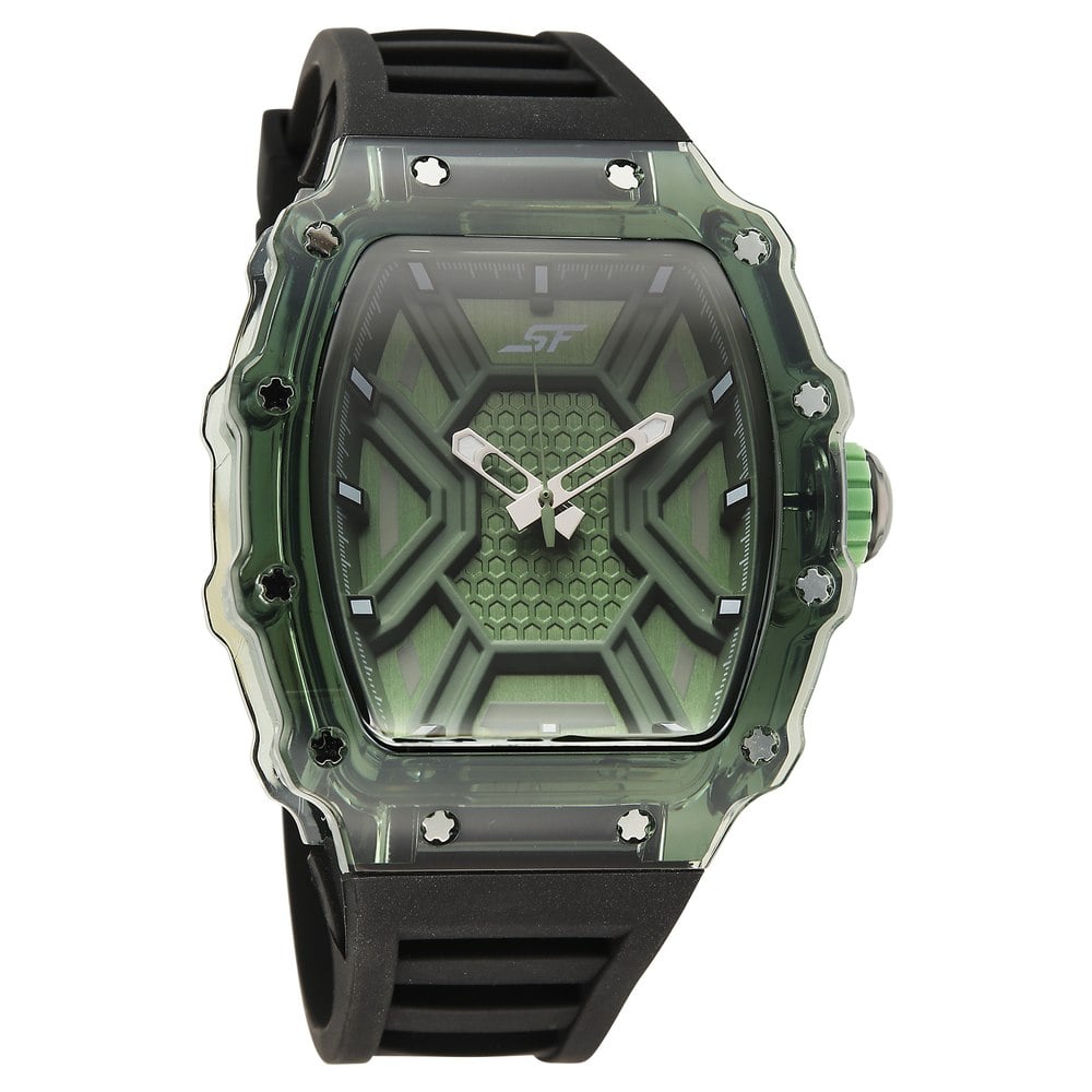 [77178PP06W] SF Maiden Voyage Sport Watch Green Dial And Black Strap Tonneau Shaped Case