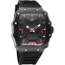 SF Maiden Voyage Sport Watch Black dial And Strap wih red accents Tonneau Shaped Case