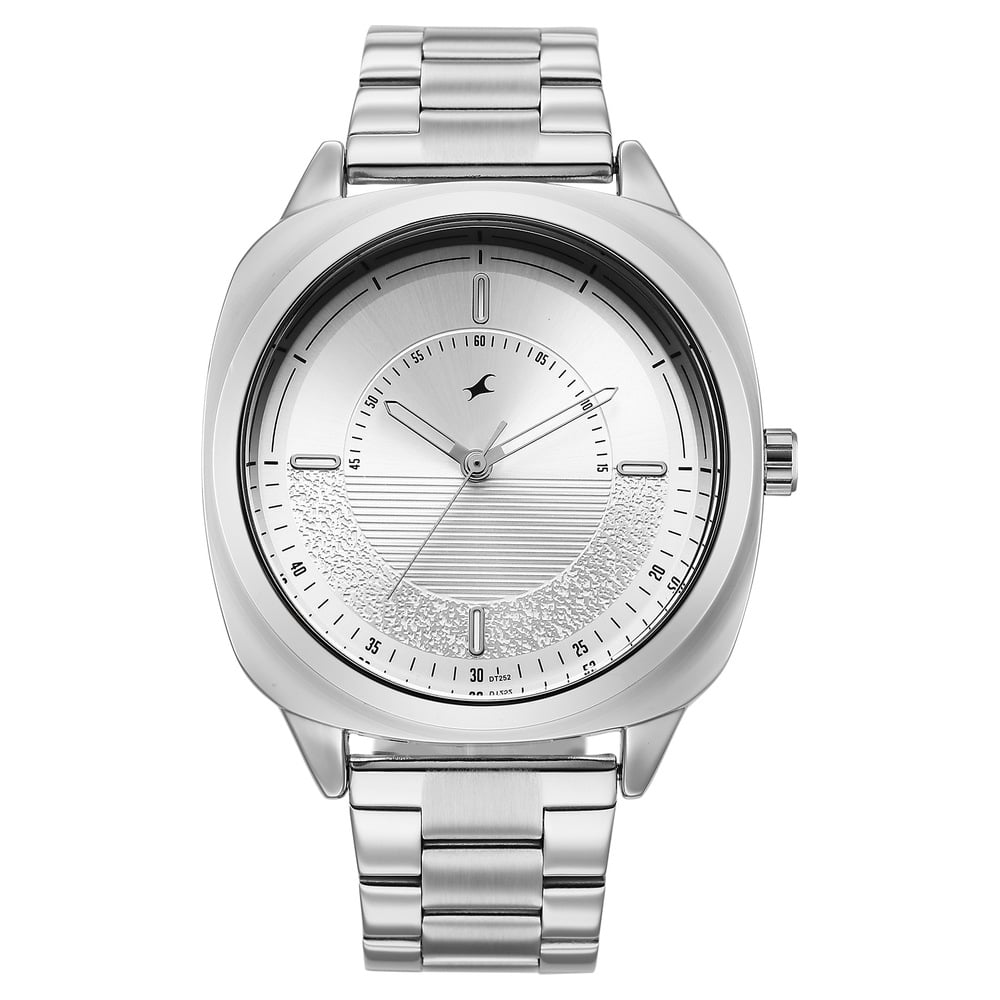 Fastrack Stunners Quartz Analog Silver Dial Silver Stainless Steel Strap Watch For Guys