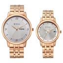 Titan Bandhan Eternal Pair Analog with Date and Silver Dial Rose Gold Stainless Steel Strap Watch for Couples