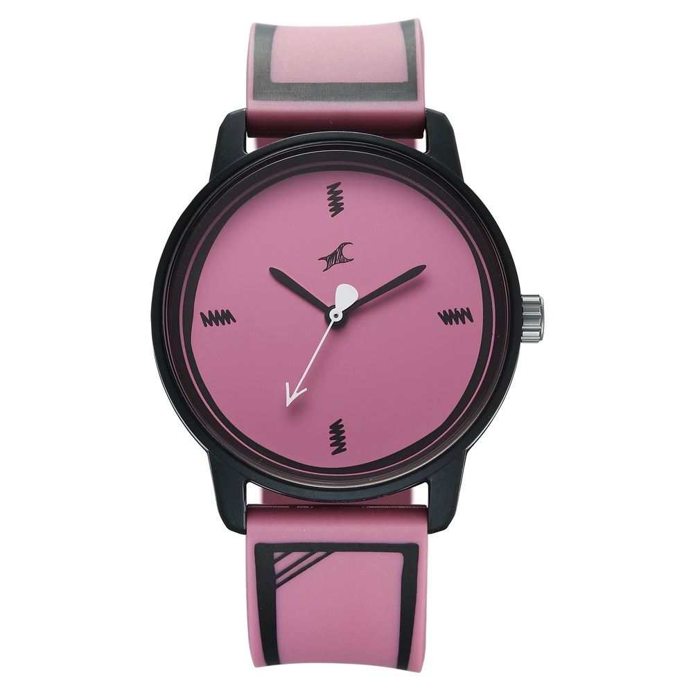 Fastrack Zine Quartz Analog Pink Dial Pink Silicone Strap Watch For Guys