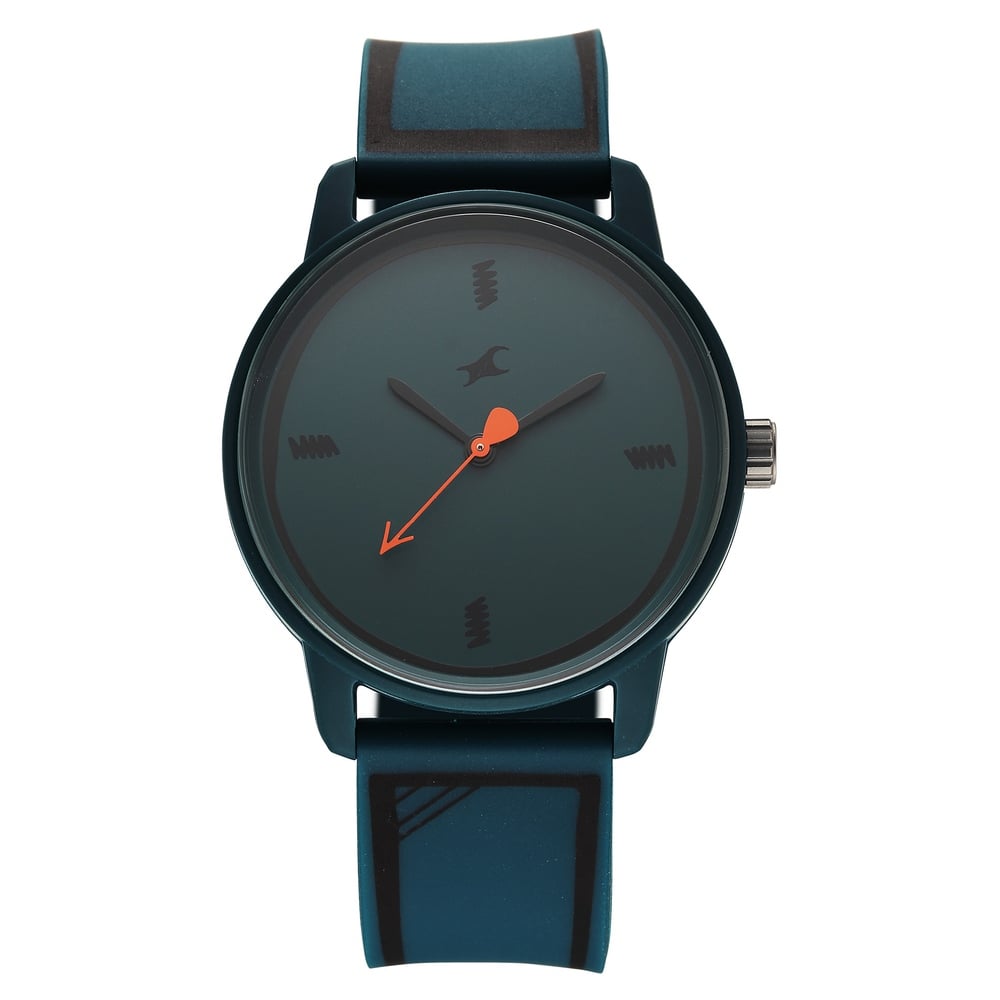 Fastrack Zine Quartz Analog Green Dial Green Silicone Strap Watch For Guys
