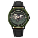 Fastrack Street Opulence Quartz Sun Moon Multifunction Green Dial Black Leather Strap Watch For Guys
