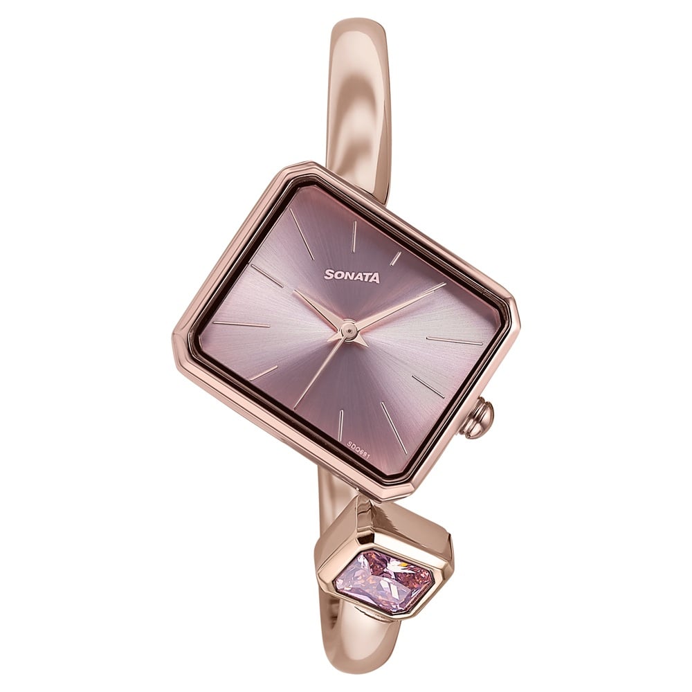 [87060wm01w] Sonata Wedding Edit Quartz Analog Pink Dial Metal Strap Watch For Women