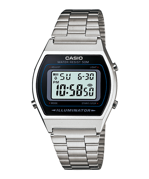 Casio Vintage Unisex Quartz Black Dial Digital Stainless Steel Watch D129