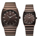 Fastrack Mixmatched Quartz Analog Multicoloured Dial Two Toned Stainless Steel Strap Watch For Couple