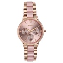 Sonata Festive Quartz Multifunction Pink Dial Two Toned Acetate And Metal Strap Watch For Women