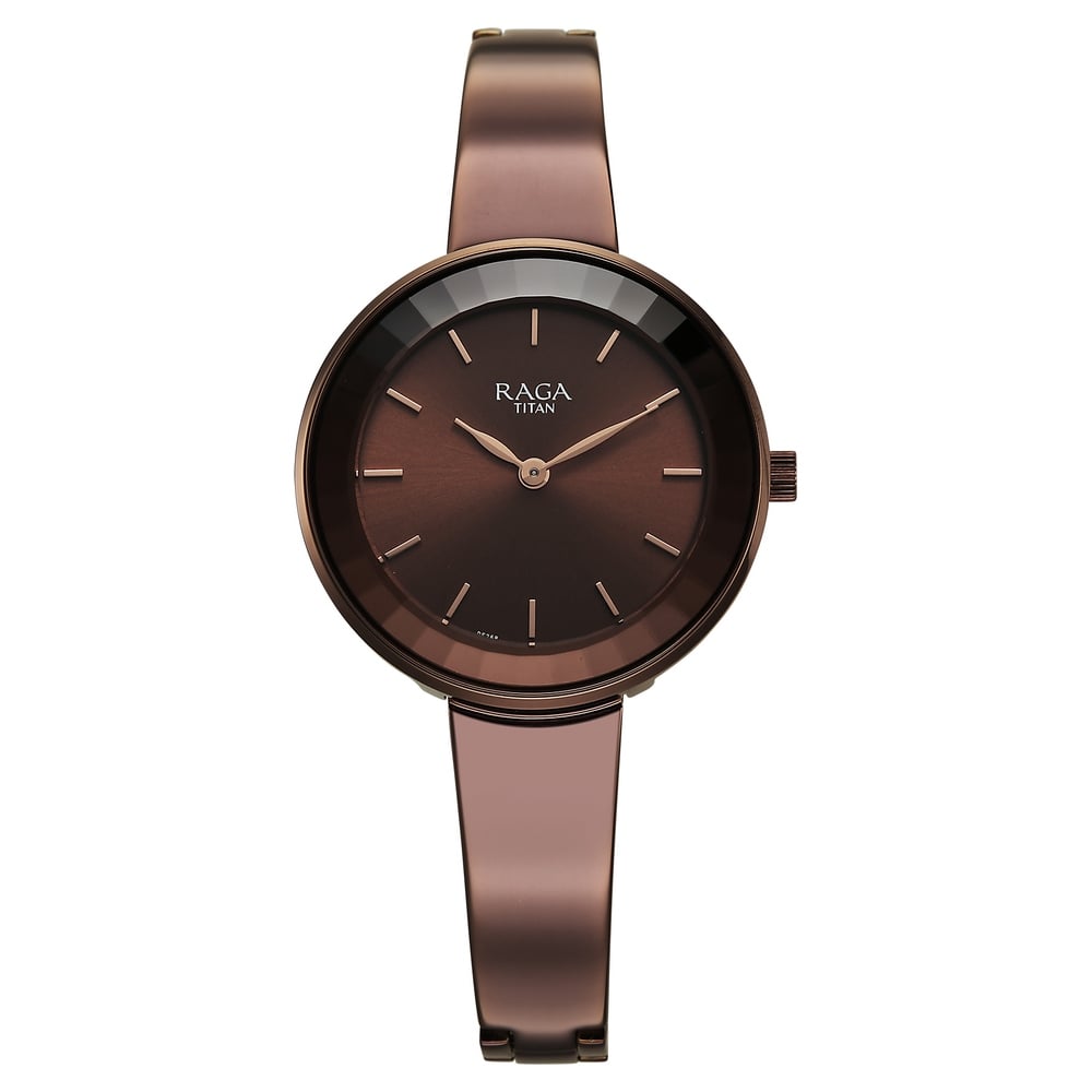[95276QM01] Titan Raga Showstopper Quartz Analog Brown Dial Metal Strap Watch For Women