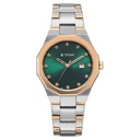 Titan  Purple Time Deluxe Quartz Analog Green Dial Two Toned Metal Strap Watch For Women