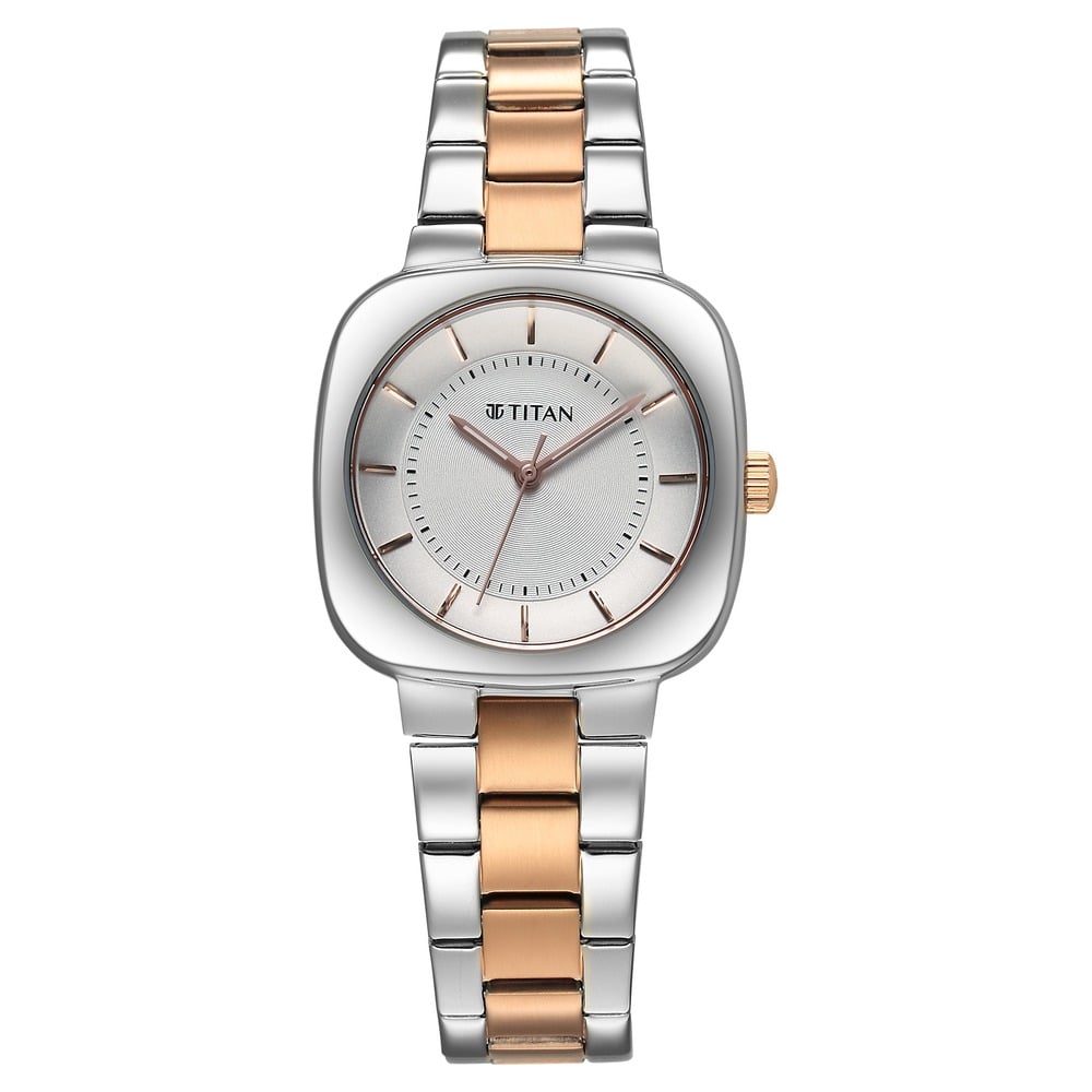 [95296KM01] Titan Horizon Quartz Analog Silver Dial Stainless Steel Strap Watch For Women