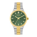 Logues Quartz Analogue Green Dial Gold Two Tone Metal Strap Watch For Men