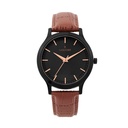 Logues Quartz Analogue Black Dial Tan Leather Strap Watch For Men