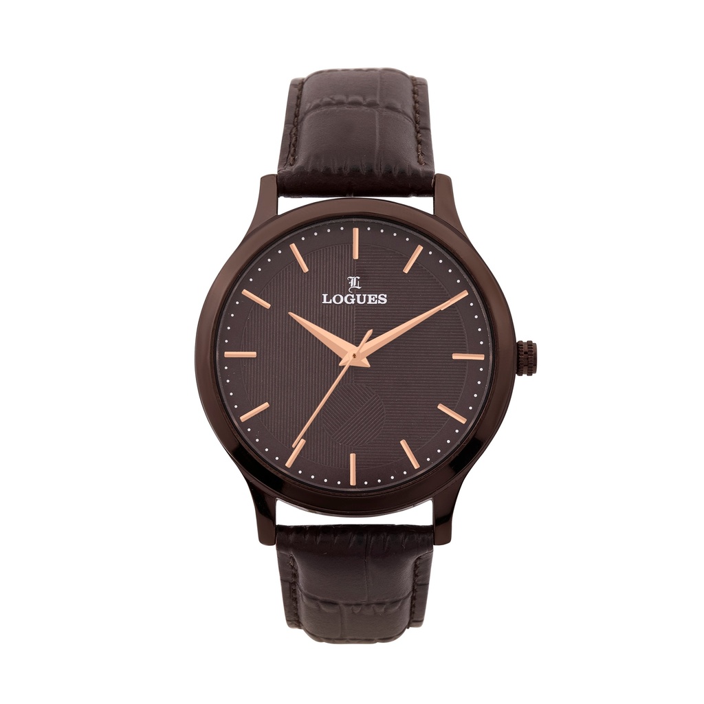 [G4193CL-05] Logues Quartz Analogue Brown Dial Brown Leather Strap Watch For Men