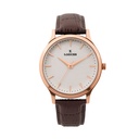 Logues Quartz Analogue Silver Dial Brown Leather Strap Watch For Men