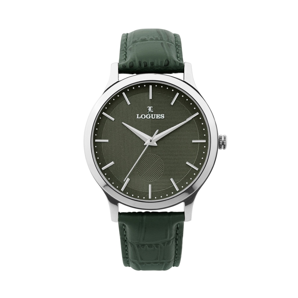 [G4193SL-10] Logues Quartz Analogue Green Dial Green Leather Strap Watch For Men