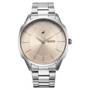 Fastrack Stunners Quartz Analog Beige Dial Silver Stainless Steel Strap Watch For Guys