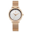 Fastrack Stunners Quartz Analog Silver Dial Rose Gold Stainless Steel Strap Watch For Girls
