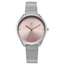 Fastrack Stunners Quartz Analog Pink Dial Silver Stainless Steel Strap Watch For Girls