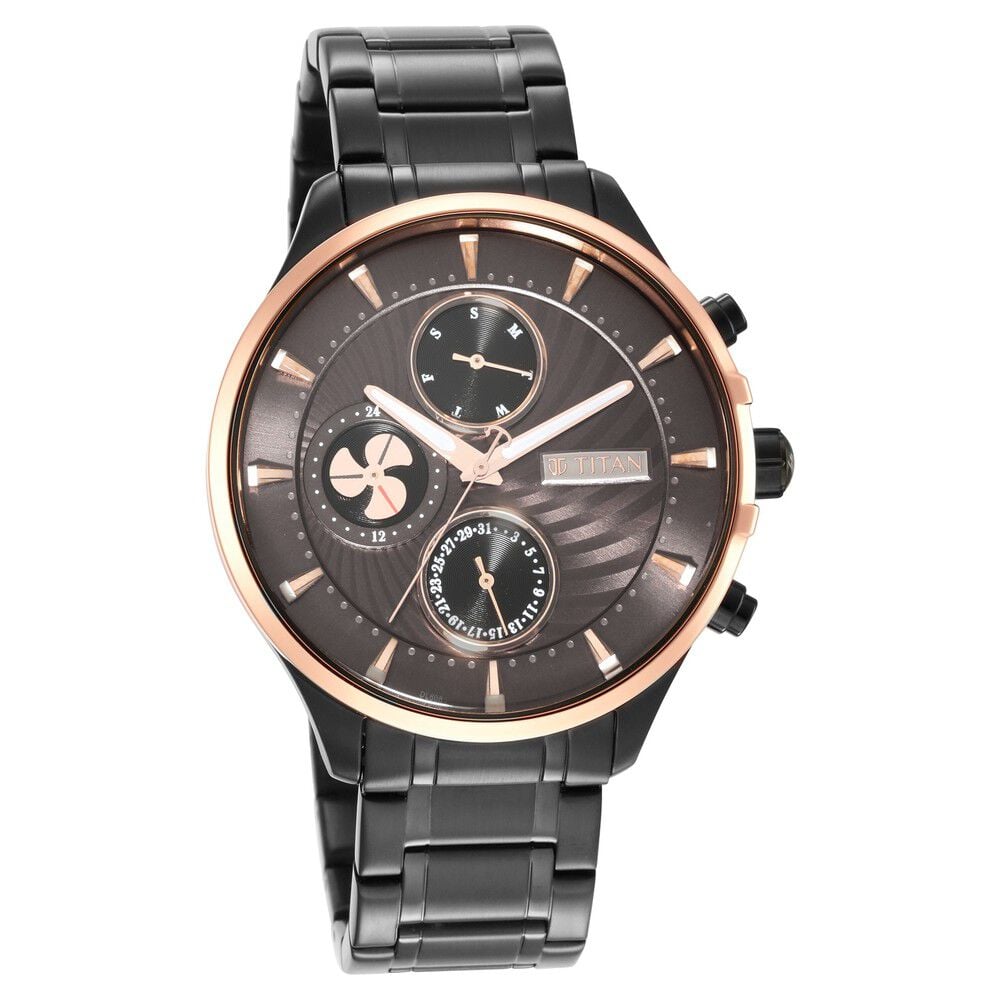 [1873KM01] Titan Maritime Anthracite Dial Quartz Multifunction Stainless Steel Strap watch for Men