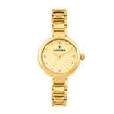 Logues Quartz Analogue Gold Dial Gold Metal Strap Watch For Women