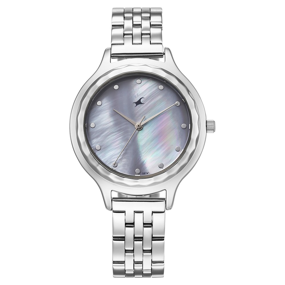 [68046sm01] Fastrack Stunners X Quartz Analog Purple Dial Stainless Steel Strap Watch For Girls