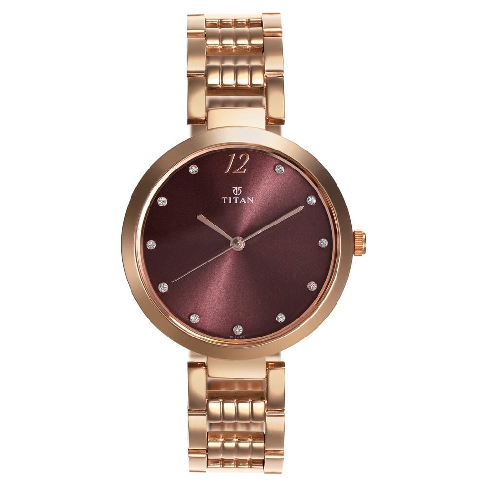 [2480WM02] Titan Sparkle Purple Dial Analog Stainless Steel Strap Watch for Women
