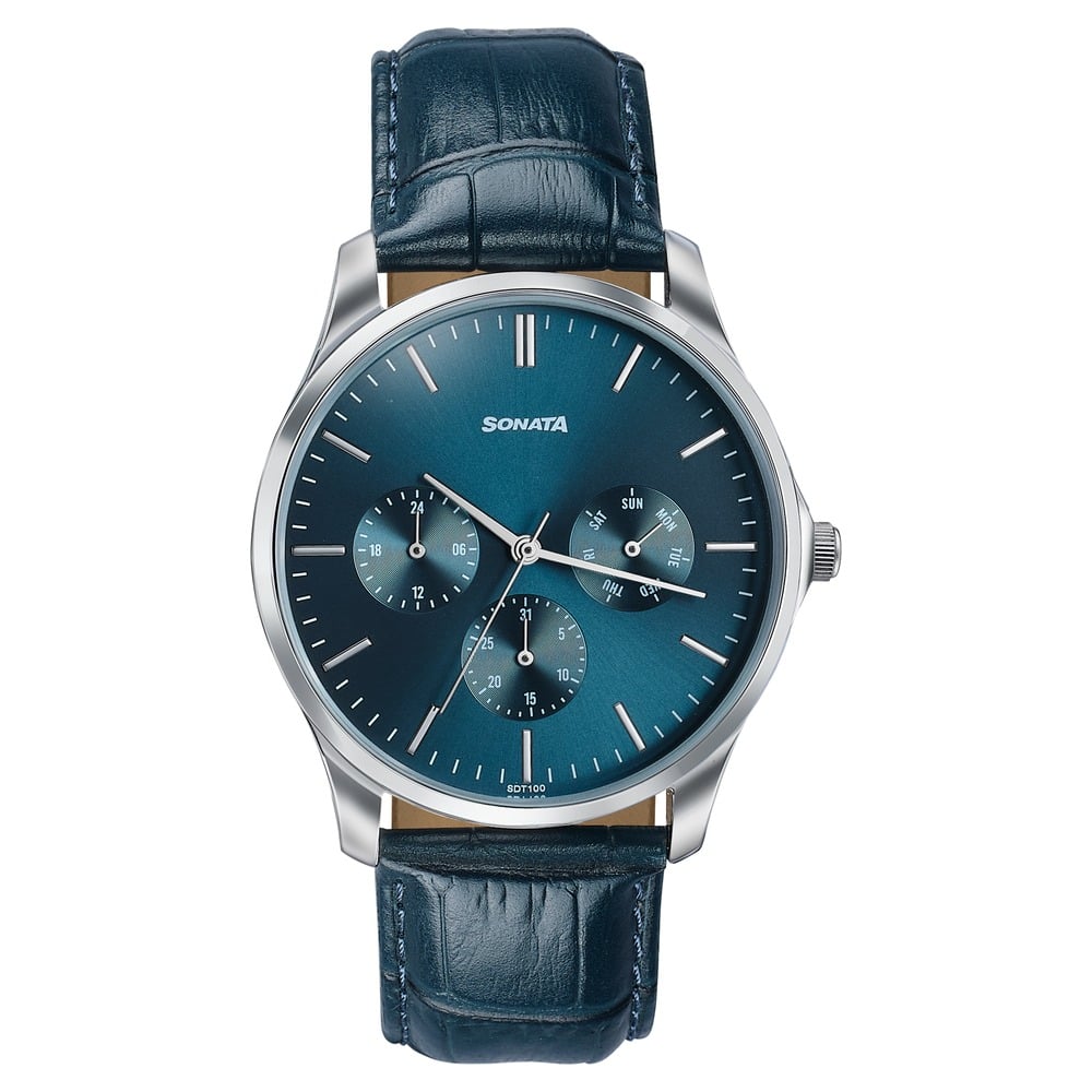 [77163sl04] Sonata Men's Work Wear Dark teal dial Watch - Premium Multifunction design for everyday style