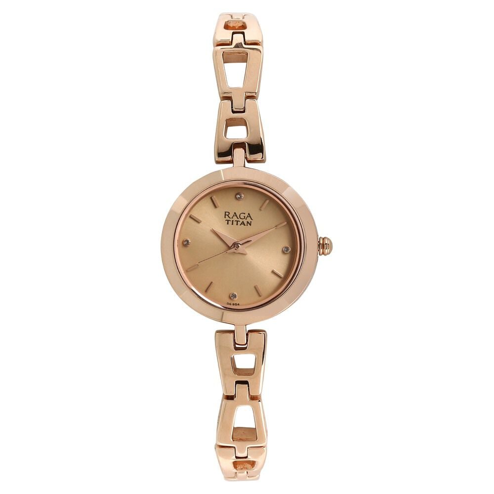 [2540WM06] Titan Raga Beige Dial Women Watch With Metal Strap