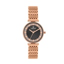 Logues Quartz Analogue Black Dial Rose Metal Strap Watch For Women
