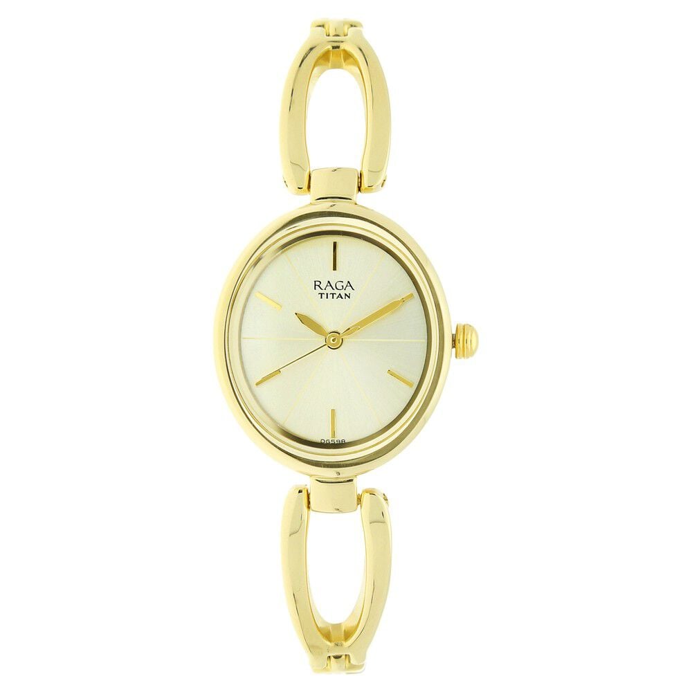 [2579YM01] Titan Raga Viva Champagne Dial Women Watch With Metal Strap