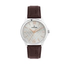 Logues Quartz Analogue Silver Dial Brown Leather Strap Watch For Men