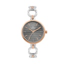Logues Quartz Analogue Grey Dial Rose Two Tone Metal Strap Watch For Women