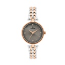 Logues Quartz Analogue Grey Dial Rose Two Tone Metal Strap Watch For Women