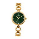 Logues Quartz Analogue Green Dial Gold Metal Strap Watch For Women