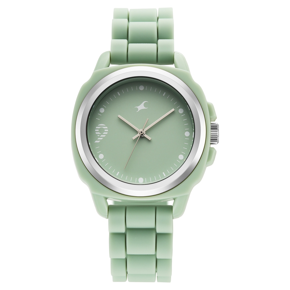 Fastrack Hype Bounce Quartz Analog Green Dial Green Silicone Strap Watch For Guys