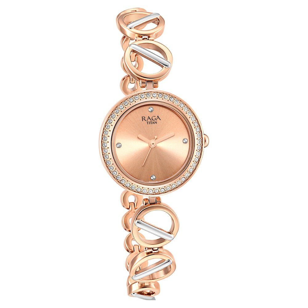 [2643KM01] Titan Raga Viva Rose Gold Dial Women Watch With Metal Strap