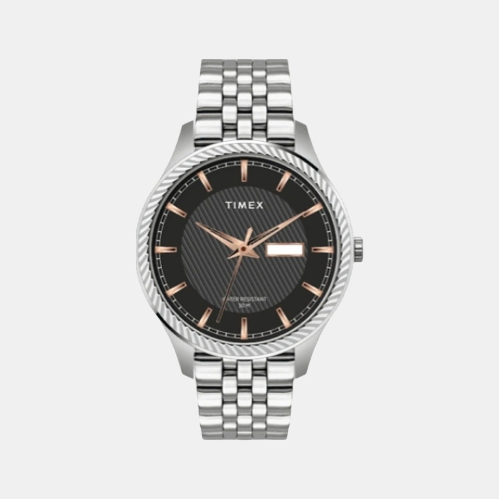 Timex Classics Men Quartz Black Dial Analog Stainless Steel Watch TW0TG7500