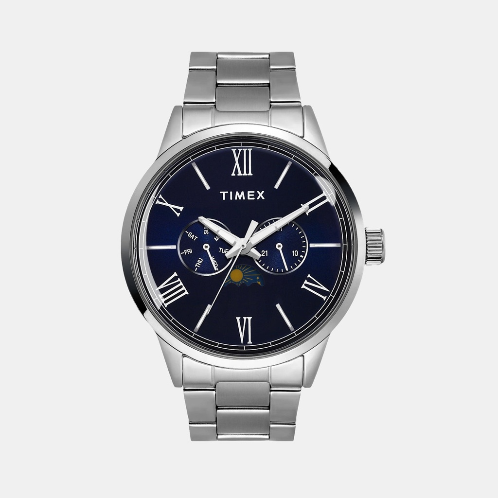Timex Trendline Men Quartz Blue Dial Multi-Function Stainless Steel Watch TWEG19944