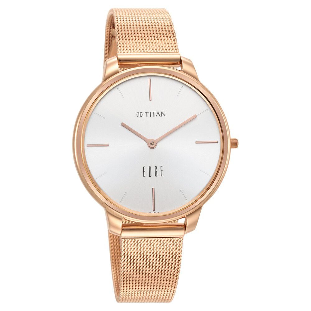 [2654WM01] Titan Edge Slim Stainless Steel Strap White Dial Analog Watch for Women